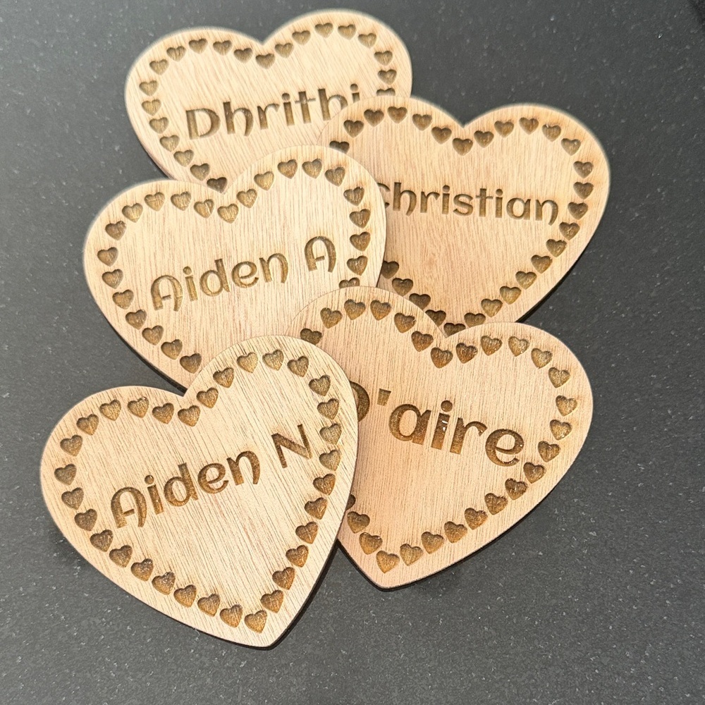 Personalized Wooden Heart magnets